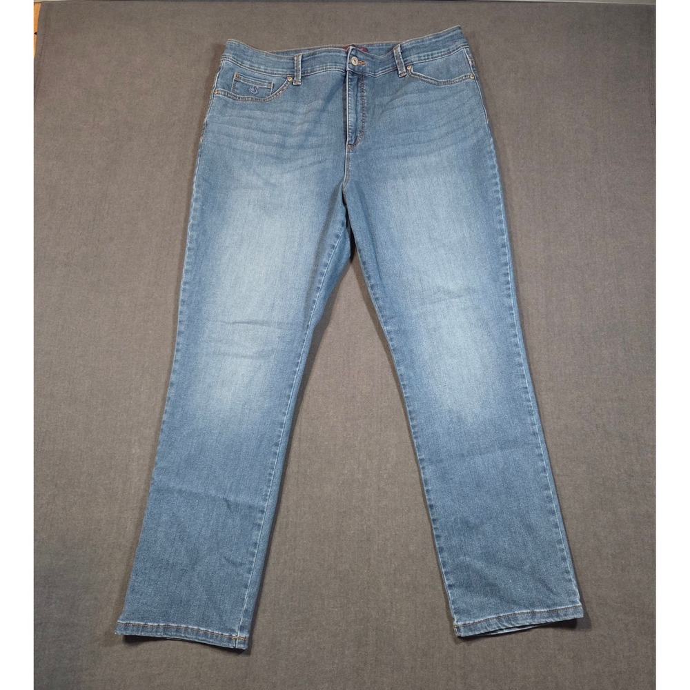 Gloria Vanderbilt Amanda Slim Jeans Womens 16 Short Blue Straight Leg High Rise